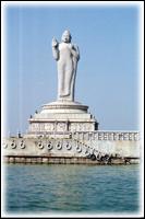Buddha statue on Gibraltar rock in Hussain Sagar