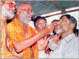 AP CM Chandrababu Naidu taking fish medicine