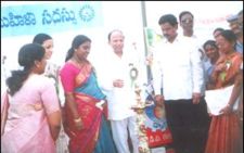 Mrs. 
Puspha Leela, minister of Women welfare with Mr. Devendar 
Goud, Home Minister